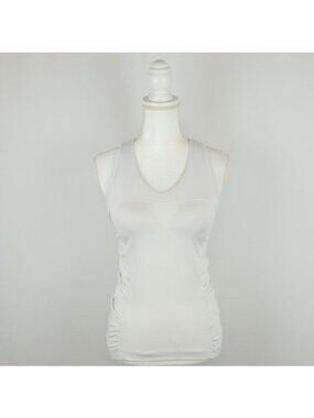 Athleta Women's Size 34B White Ruched Racerback Bra Athletic Tank Top